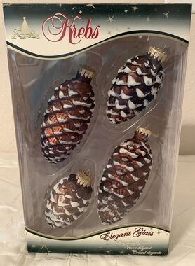 Vintage Krebs Glass Pine Cones Christmas Ornaments Lot Of 4